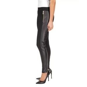 MICHAEL Michael Kors Women's Pants Faux Leather-Paneled Leggings Black 3X